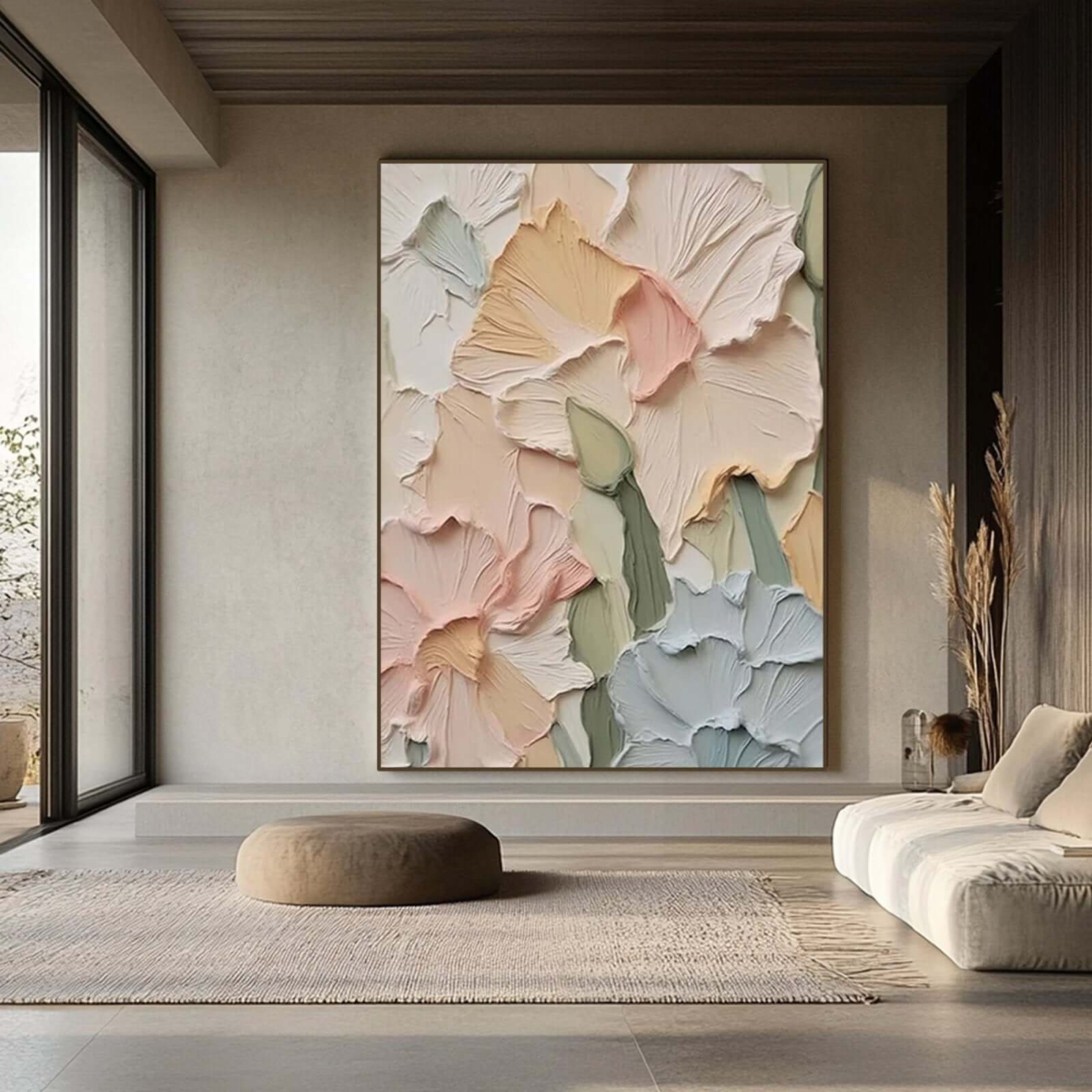 Layered Blooms - Abstract Textured Floral Wall Art