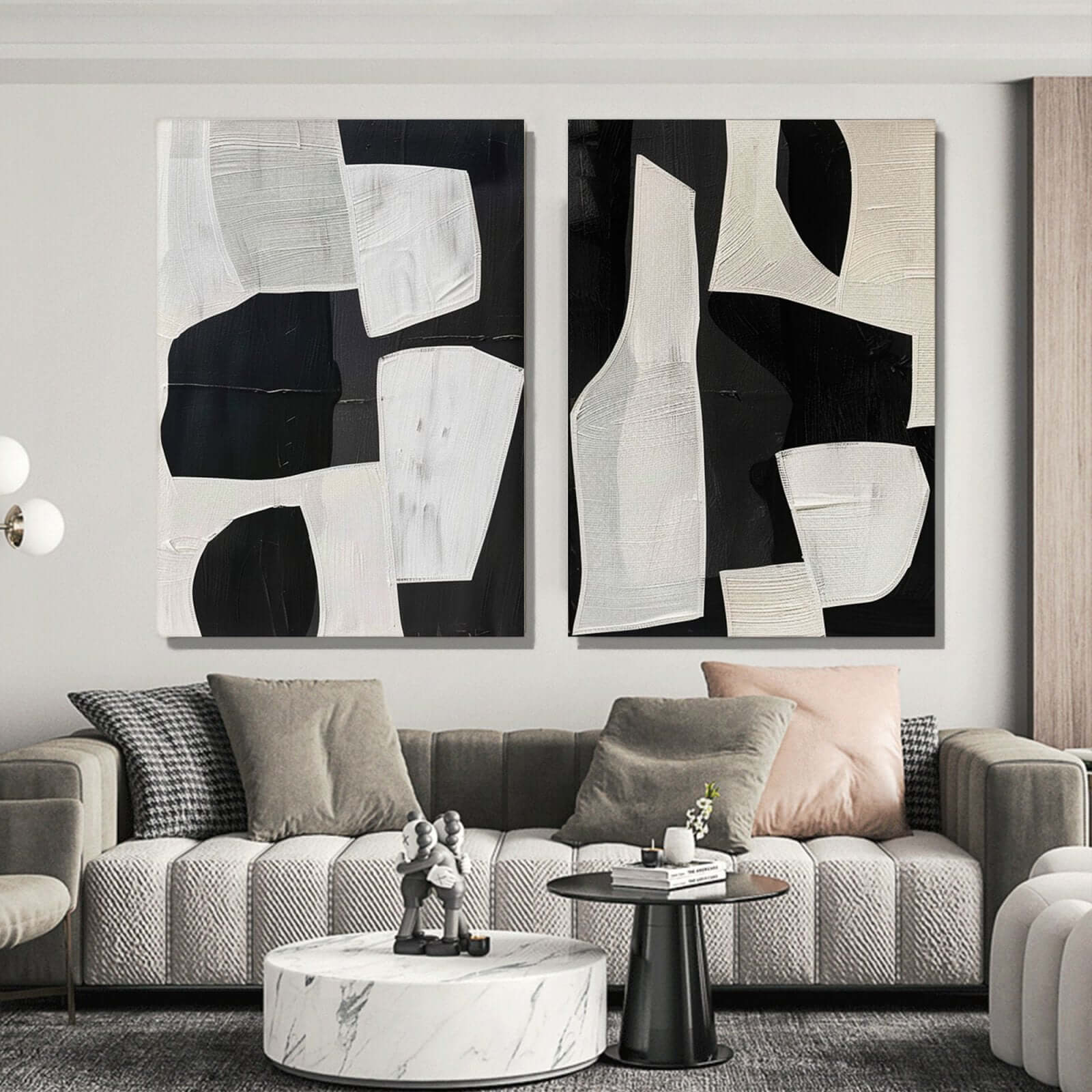 Structural Dissonance - Original Minimalist Abstract Wall Art Set of 2
