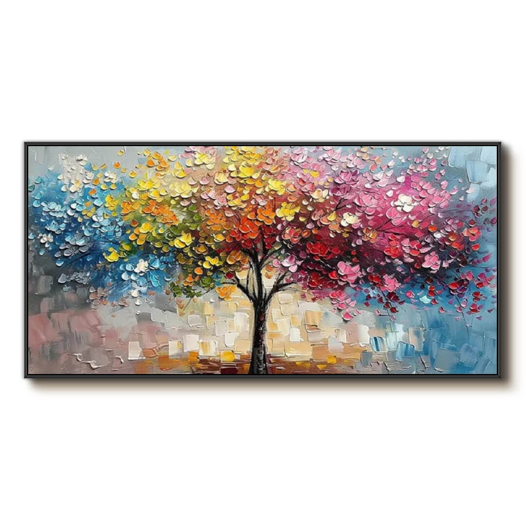 Tree of Spectrum - Large Colorful Tree Textured Wall Art