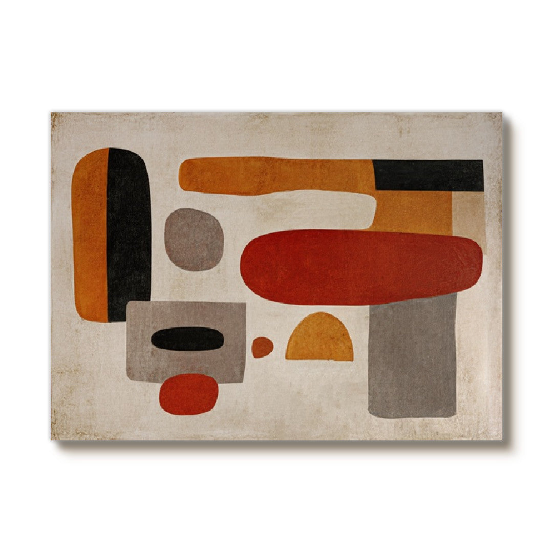 Geometric Dialogue - Modern Abstract Earth Tone Geometric Wall Art