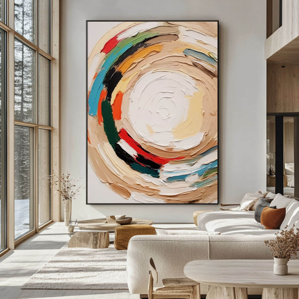 Colorful Sauce on Donuts - Textured Colorful Canvas Art Painting