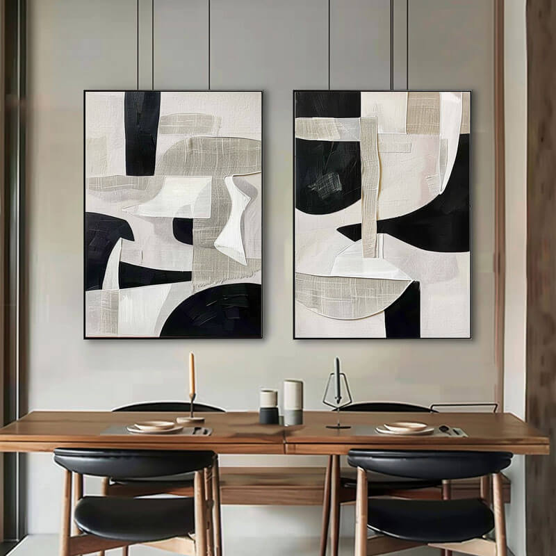 Fragmented Harmony - Modern Abstract Wall Art Set of 2
