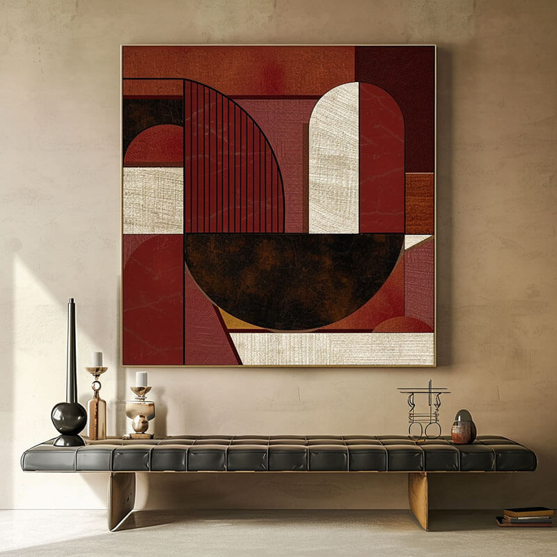 Composition I with Red and Black - Original Abstract Art Painting