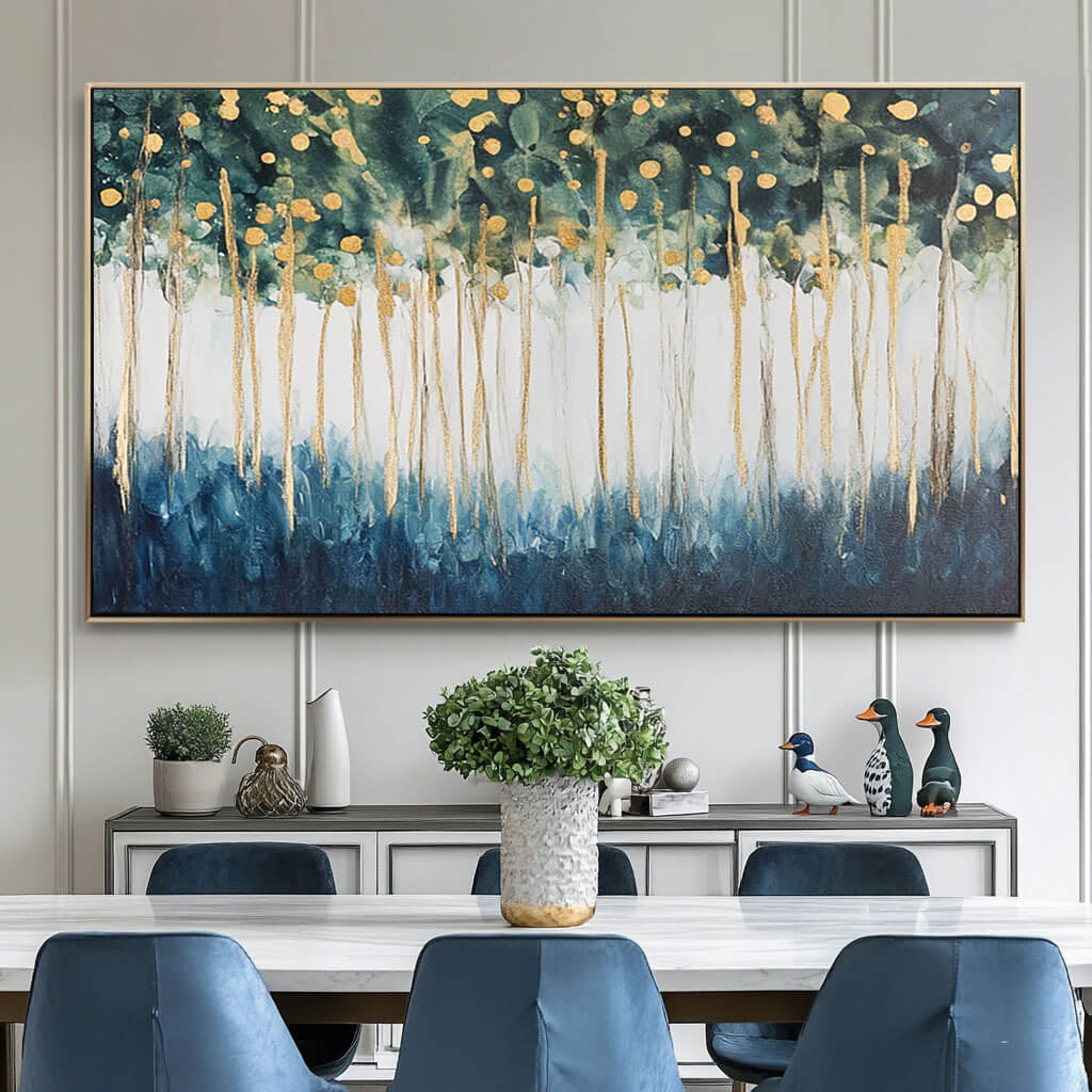 Golden Canopy - Abstract Forest Painting