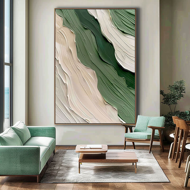 Green Falls - Huge Abstract Minimalist Wall Art