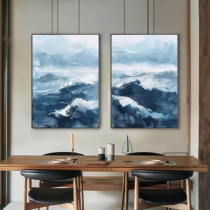 Choppy Waters - Original Abstract Canvas Art Set of 2
