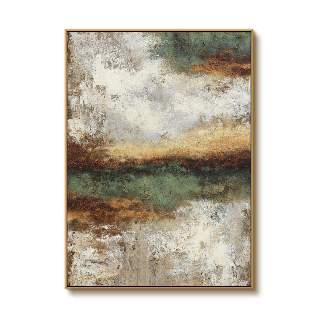 Misty Forest Plains - Large Earthy Tone Impasto Texture Wall Art