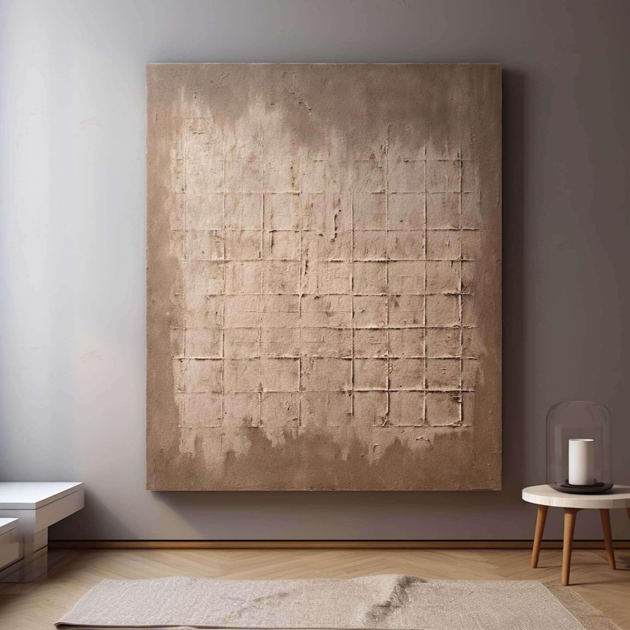 Subtle Trace - Wabi-Sabi Beige Textured Abstract Canvas Wall Art