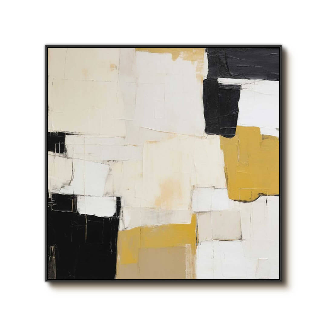 Shape - Black and Yellow Abstract Art Painting