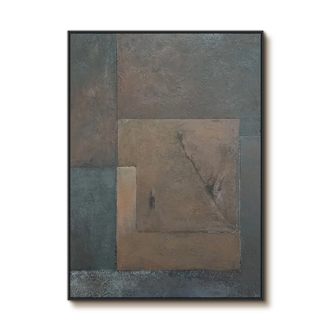 Geometric Meditation - Modern Industrial Brown Gray Geometric Wall Art