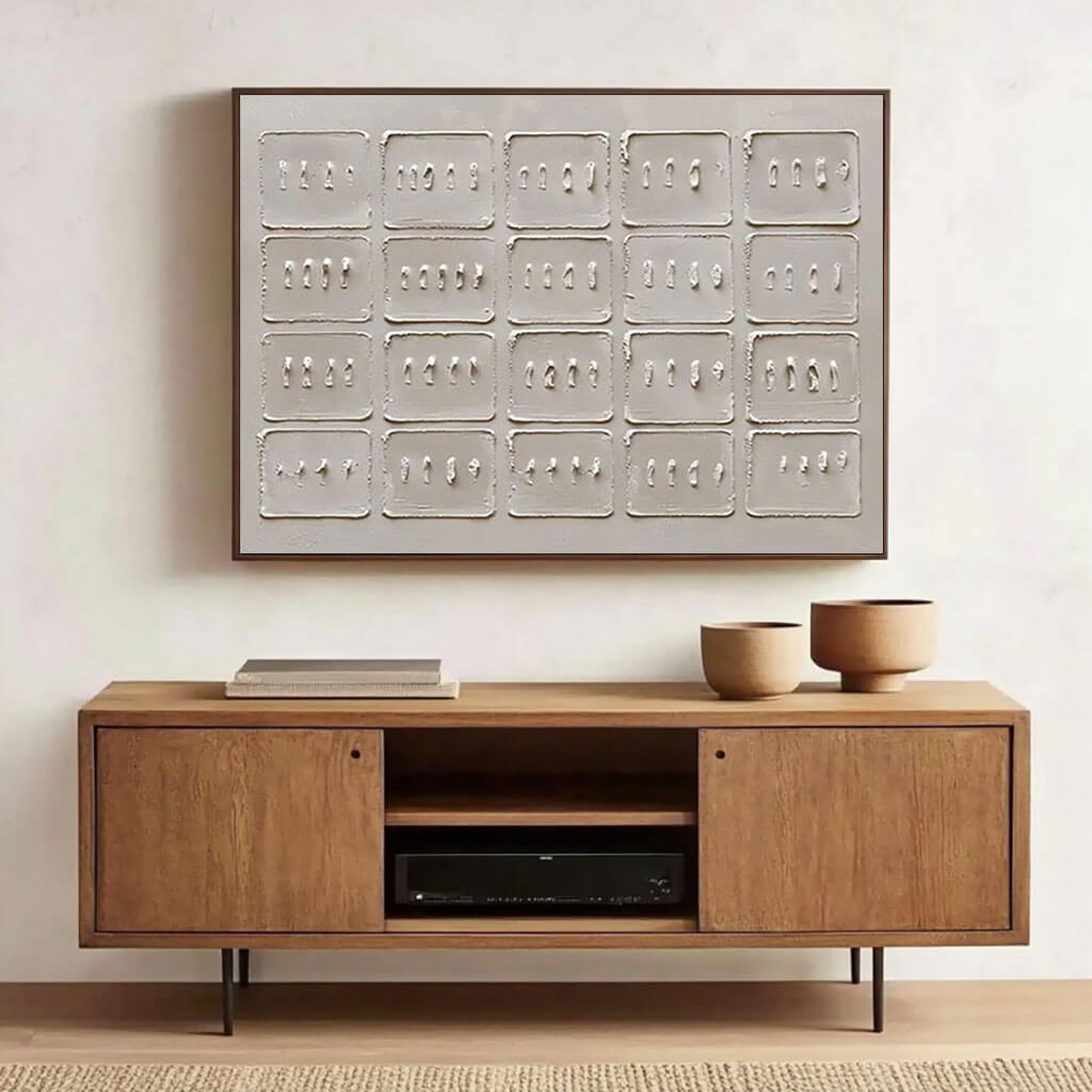Bouncing Around - Beige Wabi Sabi Canvas Art Painting