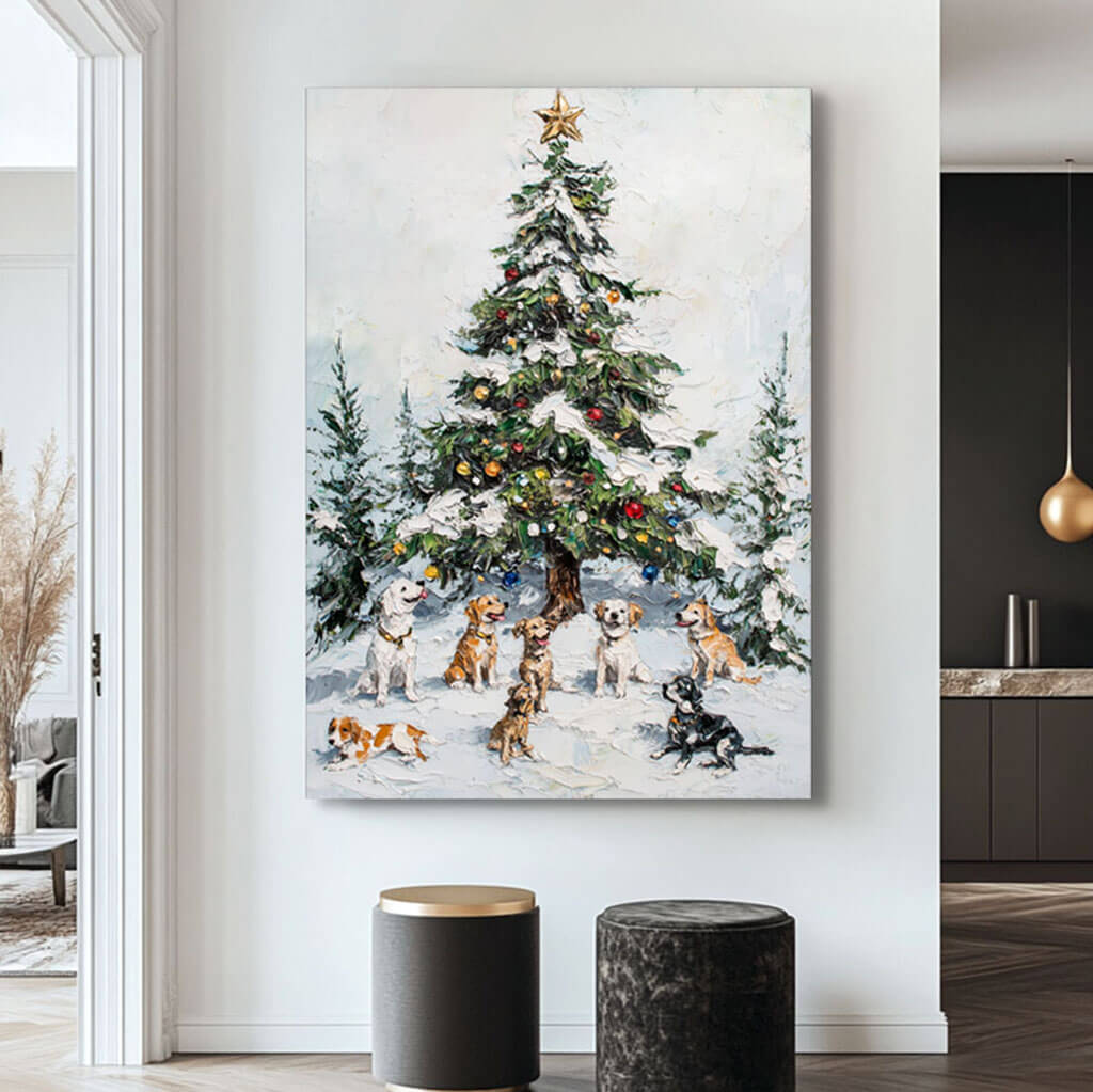 Together for Christmas - Oversized Handmade Art Painting