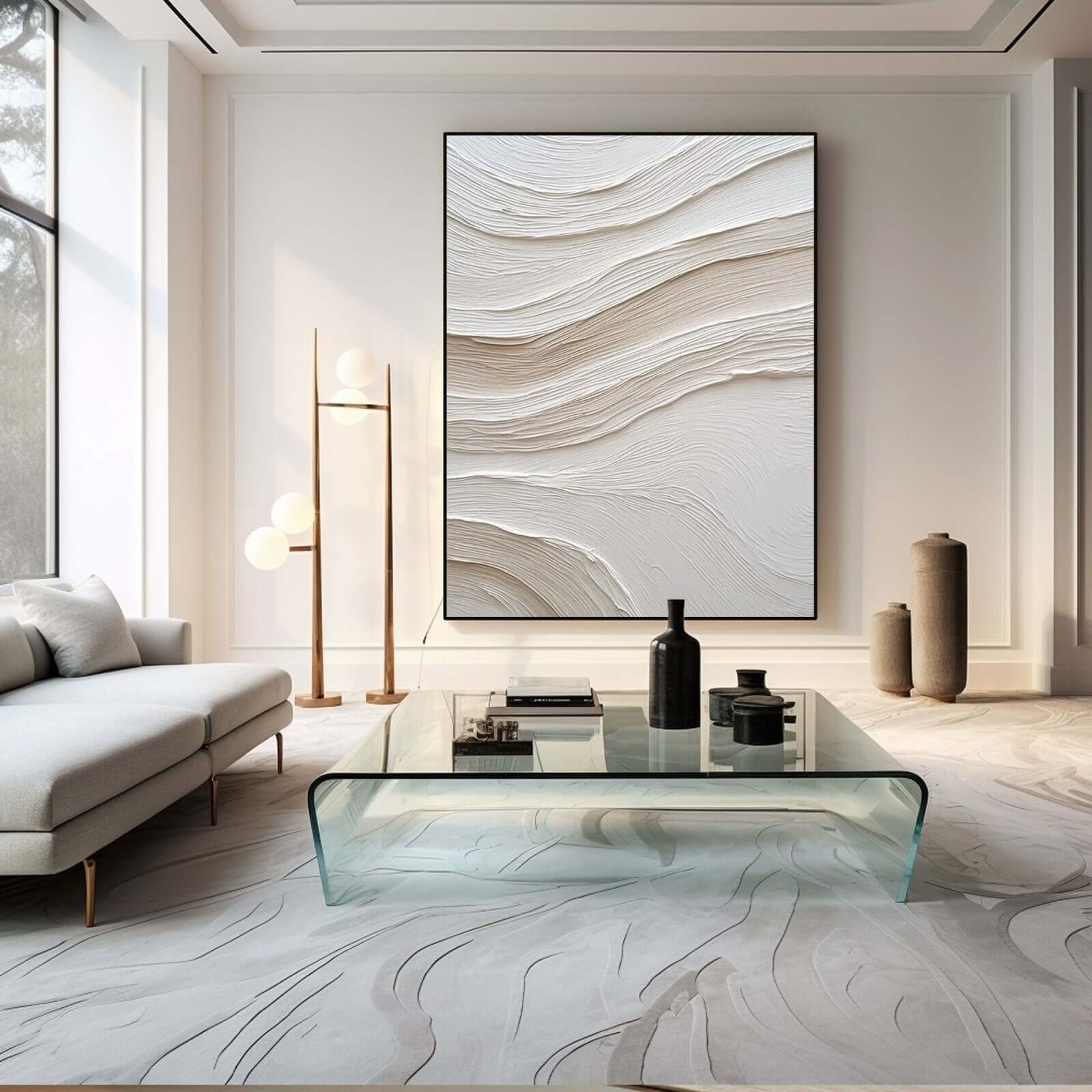 Wind Carved - Minimalist White 3D Texture Canvas Art