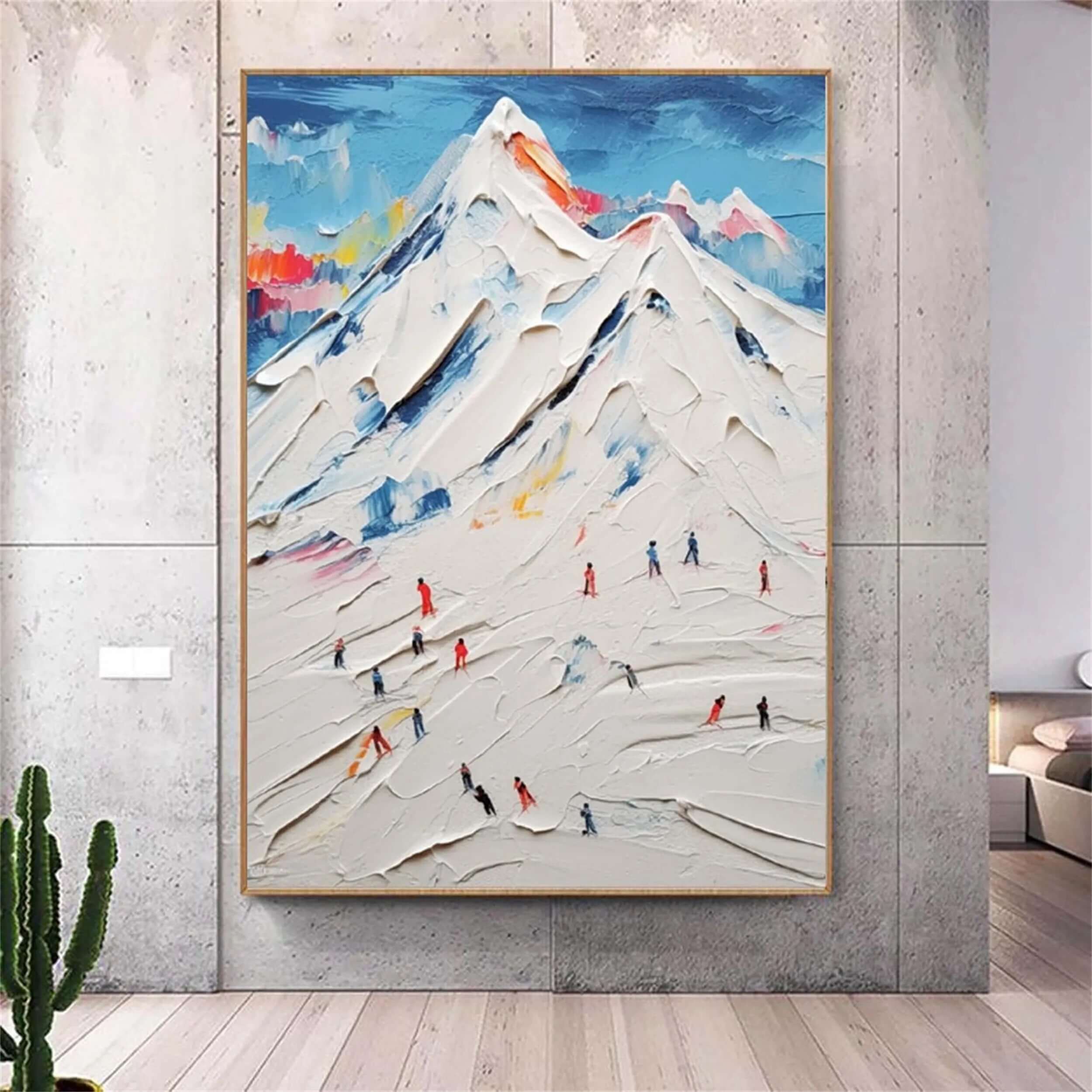 Swift Figures on Snow - Colorful Winter Landscape Textured Painting