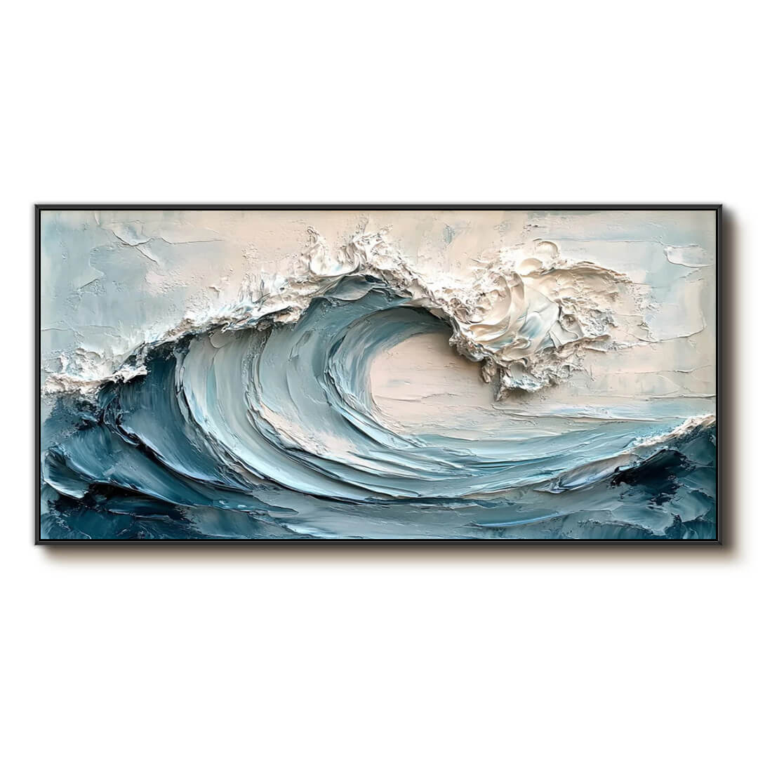 Waves are Coming - Textured Panoramic Wall Art Painting
