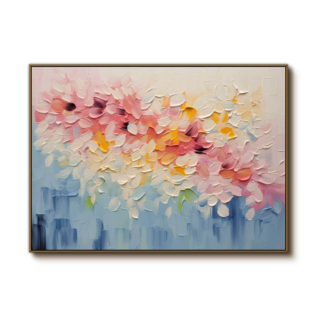 Bloom Cascade - Colorful Textured Abstract Floral Art
