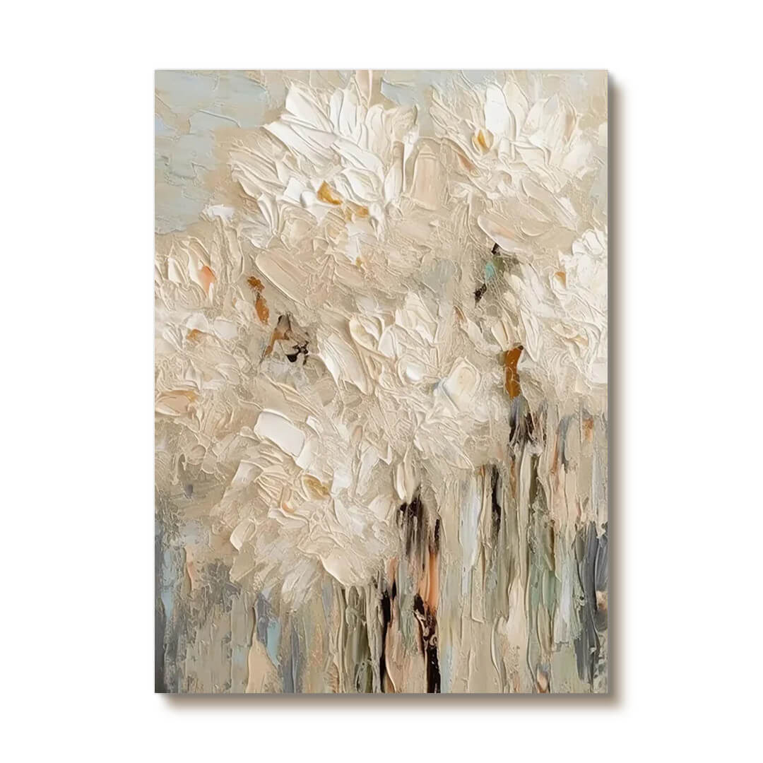 Ivory Garden - Textured Floral Art Painting