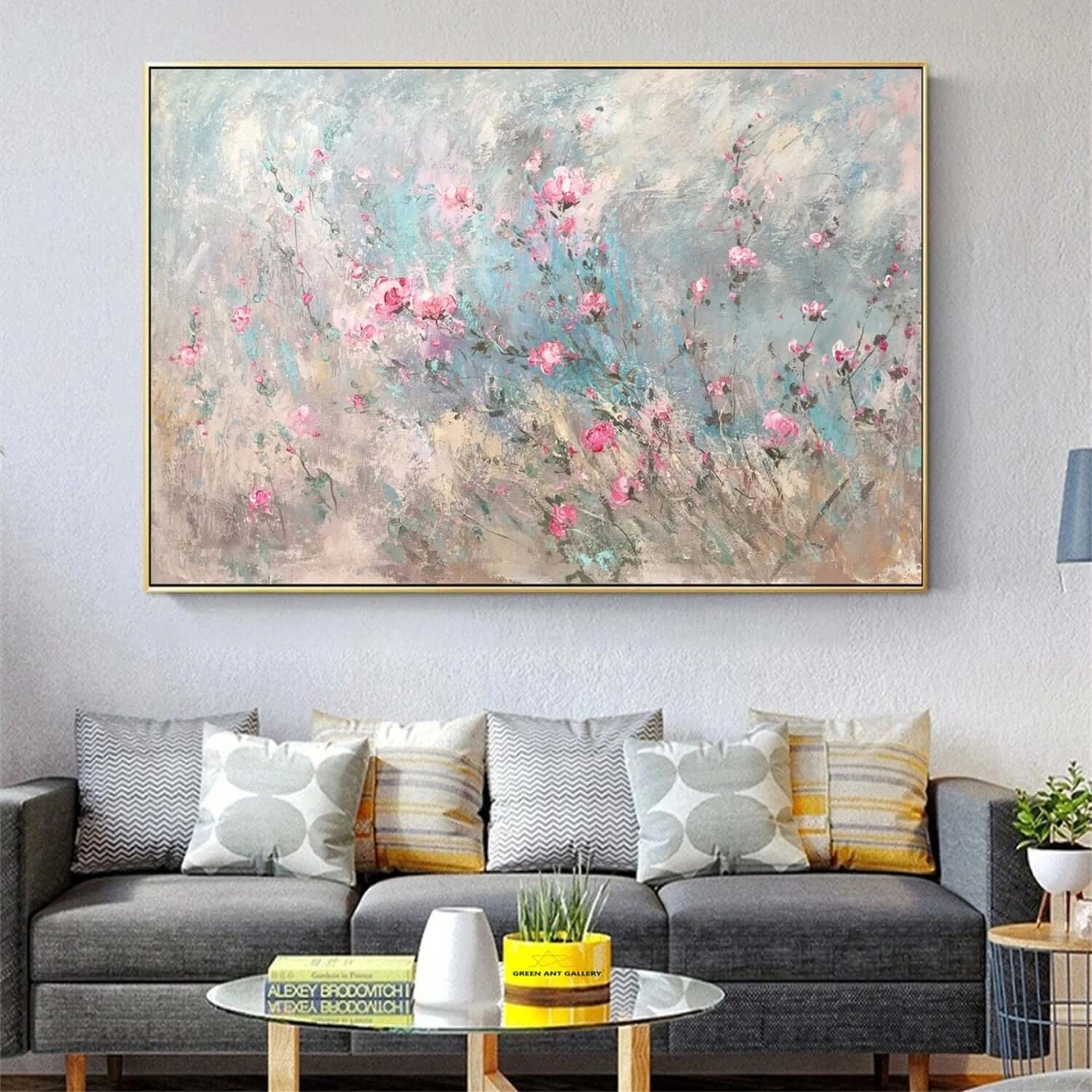 Wind-Swept Blossoms - Impressionist Pink Flower Canvas Art