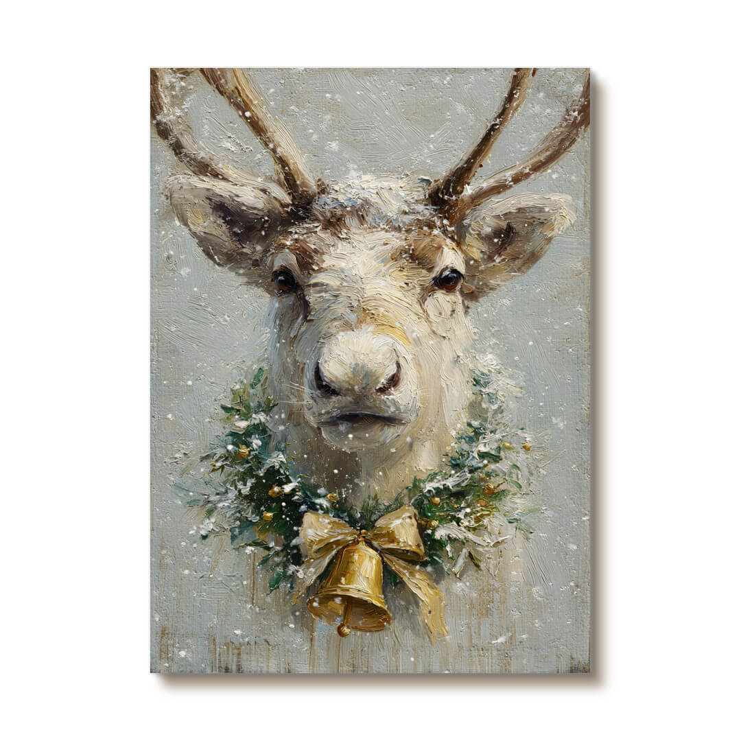 Snowlight Reindeer - Textured Snowy Christmas Animal Wall Art