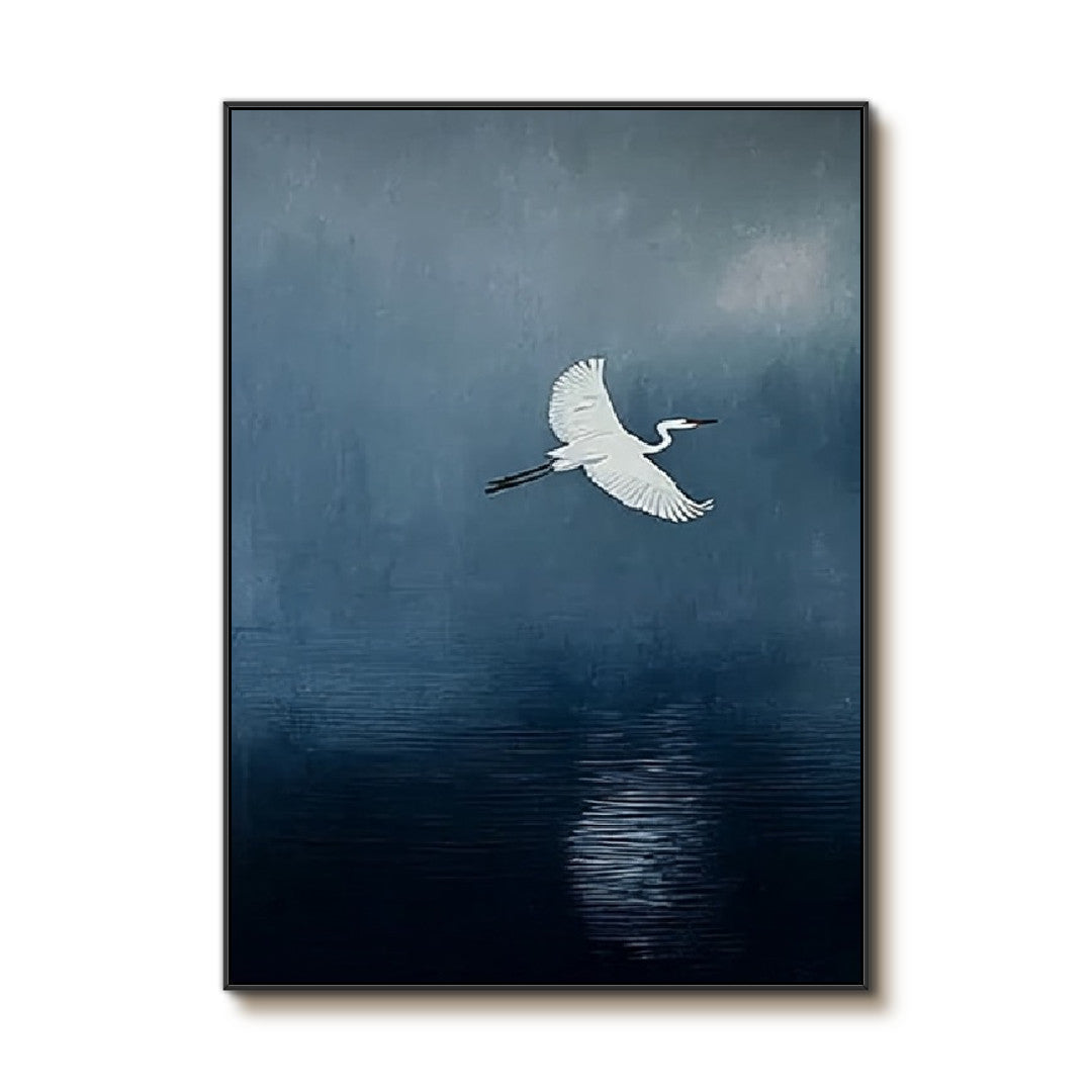 A Streak of White - Large Minimalist Egret Wall Art
