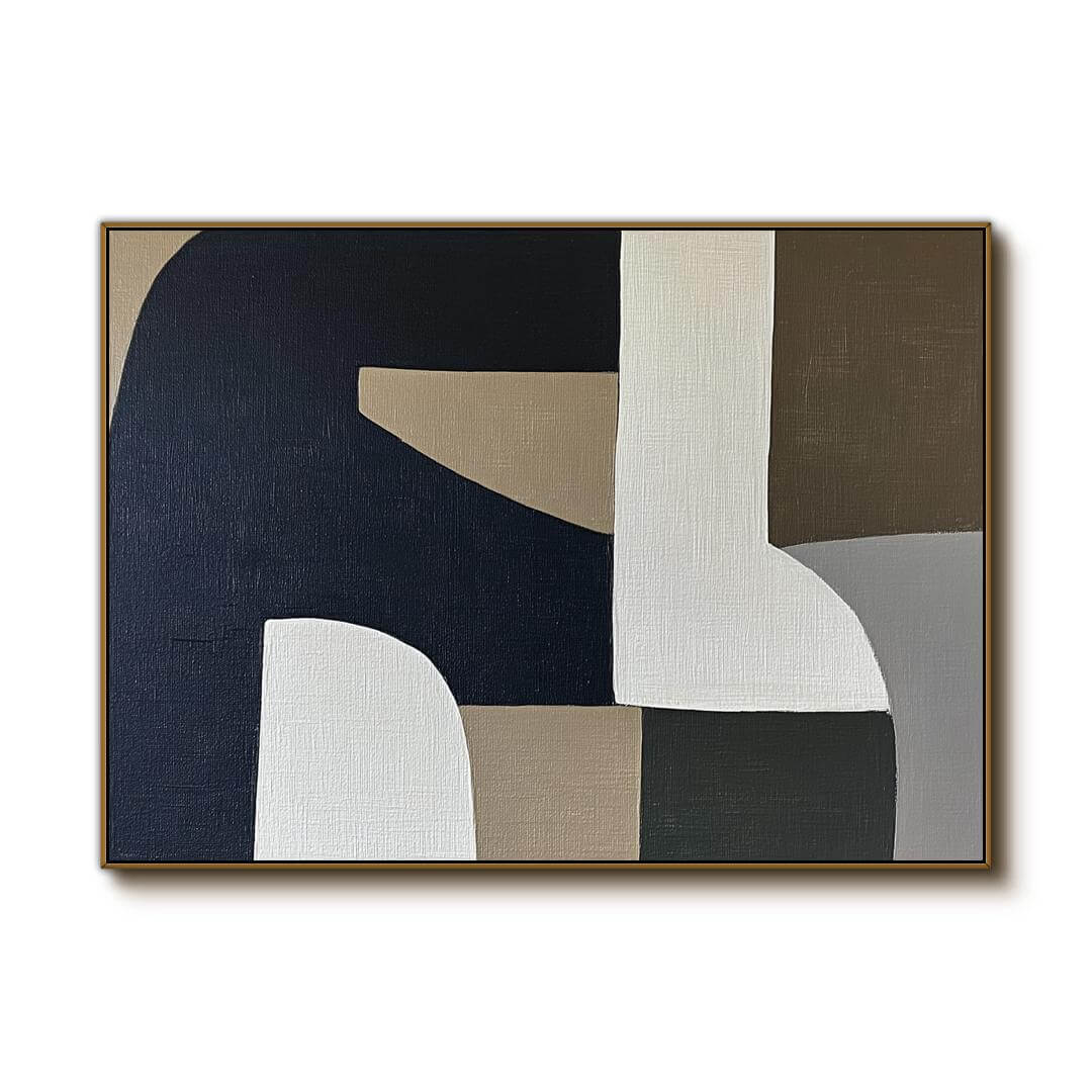 Neutral Geometry - Large Abstract Art Painting