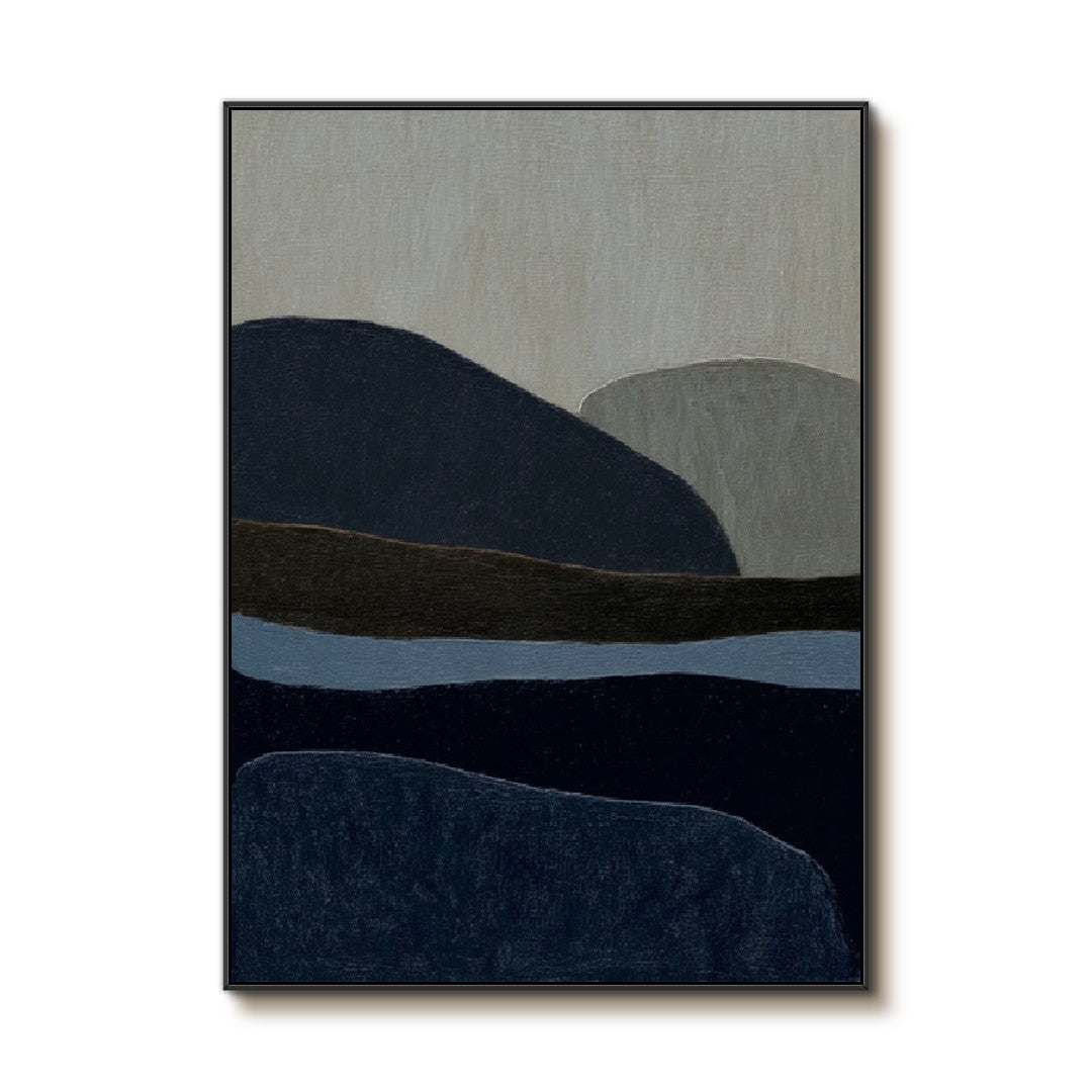 Hills Under the Night Sky - Minimalist Abstract Mountain Wall Art