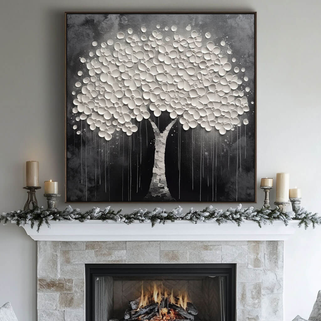 Nocturne - White Flowers Abstract Painting