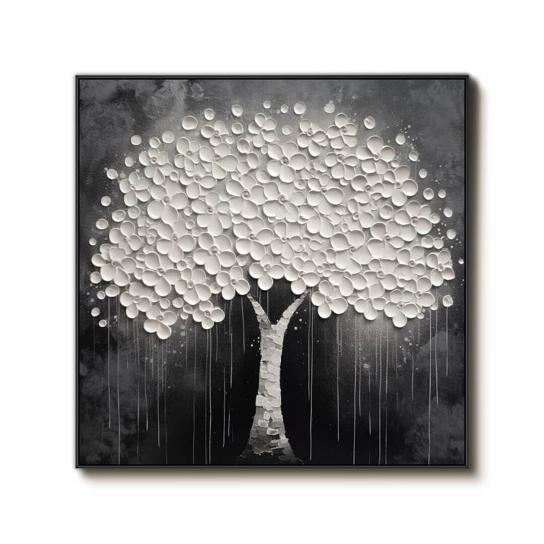 Nocturne - White Flowers Abstract Painting