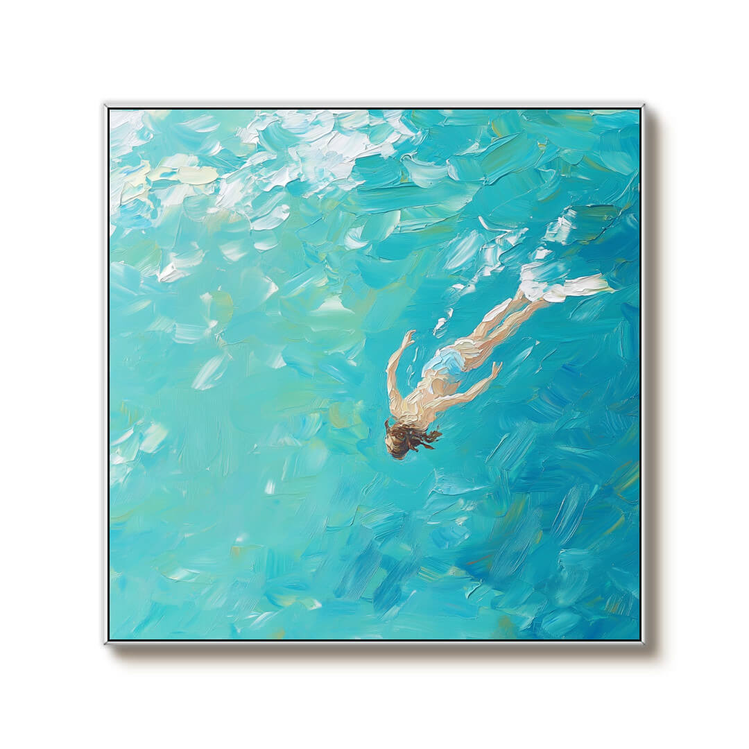 The Swimmer - Contemporary Textured Canvas Art Painting