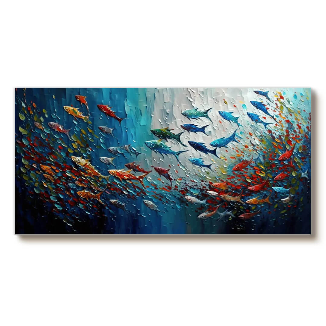 Colorful Fish - Large Abstract Wall Art Painting
