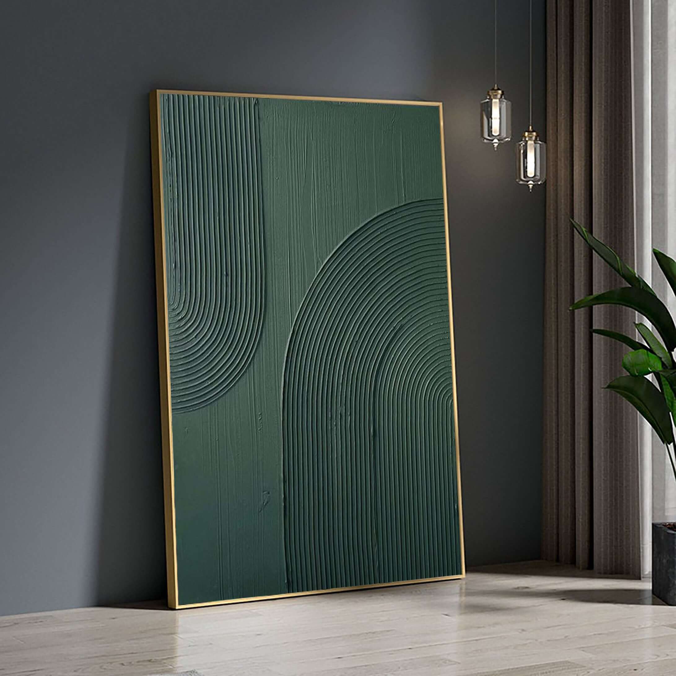 Arc Rhythm - Green Minimalist Textured Wall Art
