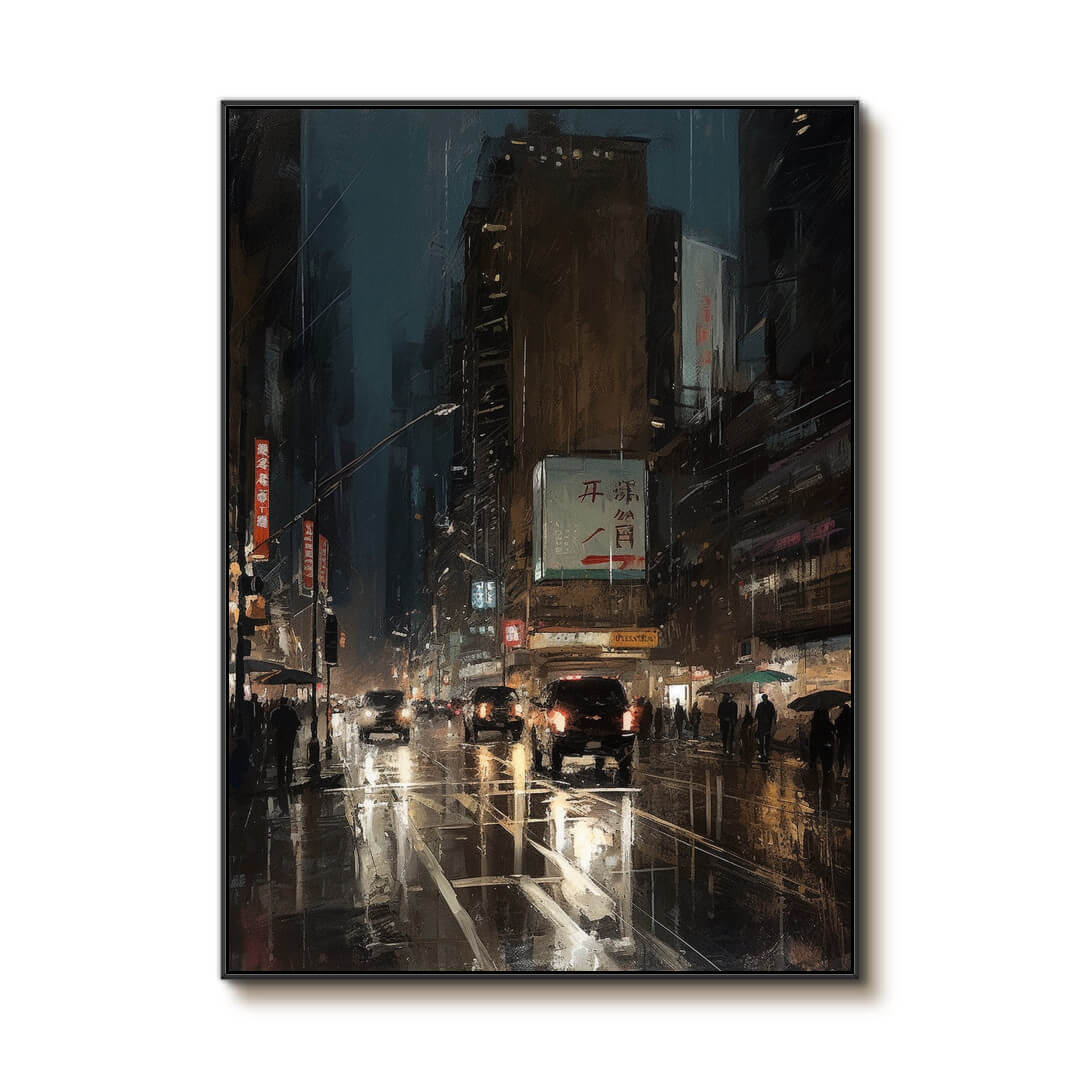 City At Night - Cityscape Abstract Wall Art Painting