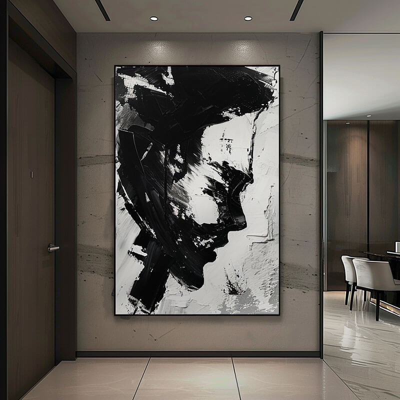 Face II - Black and White Abstract Wall Art Painting