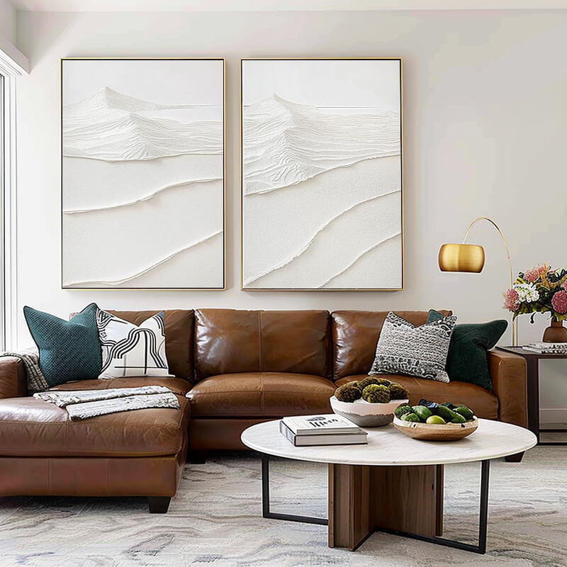 Dune II - Abstract Textured Plaster Wall Art Set of 2