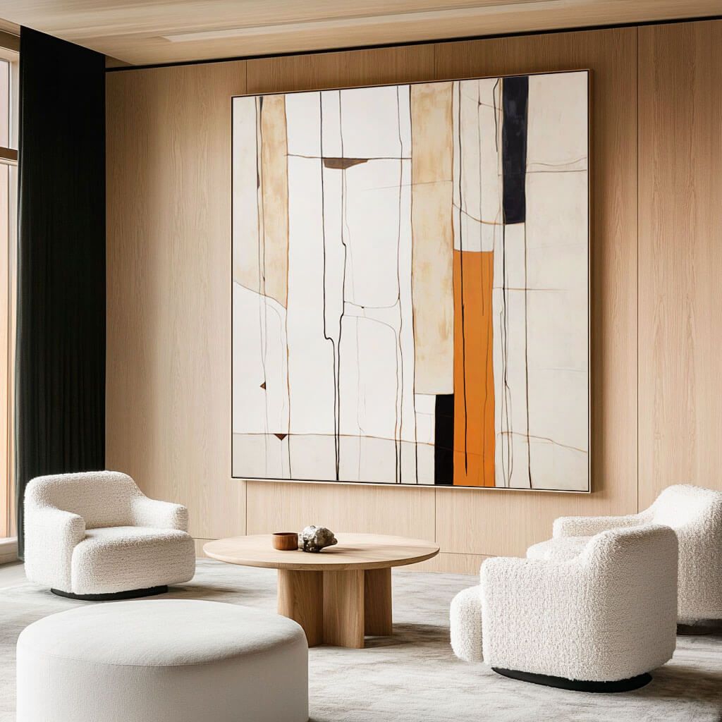 Amber Intersections I - Minimalist Abstract Art Painting