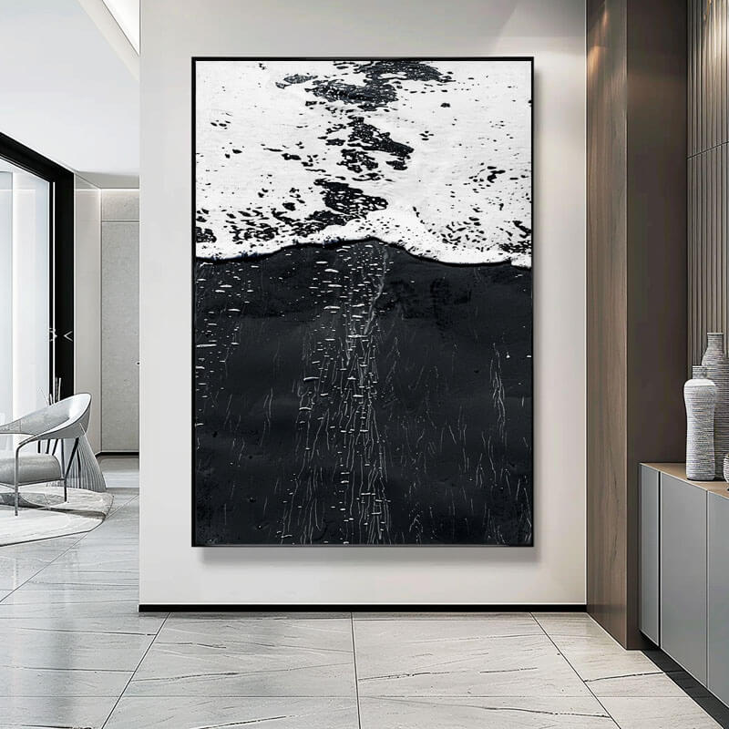 Immerse - Black and White Abstract Textured Wall Art