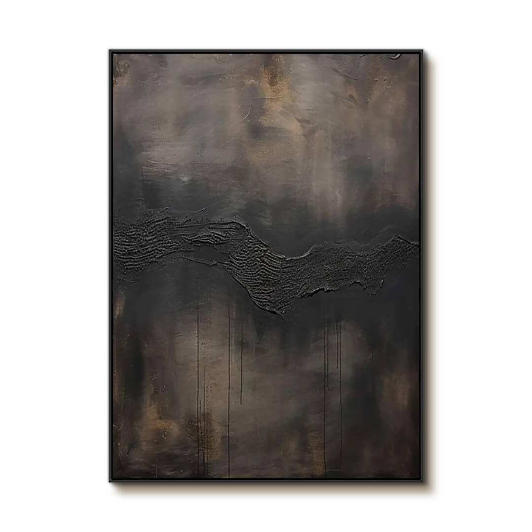 Ash Vein - Black Textured Abstract Canvas