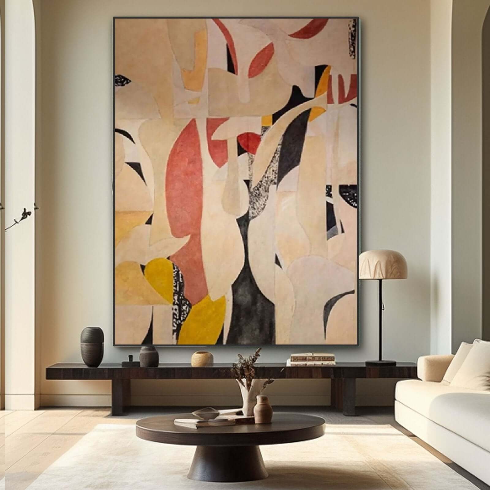Interwoven Fragments - Neutral Geometric Canvas Wall Art