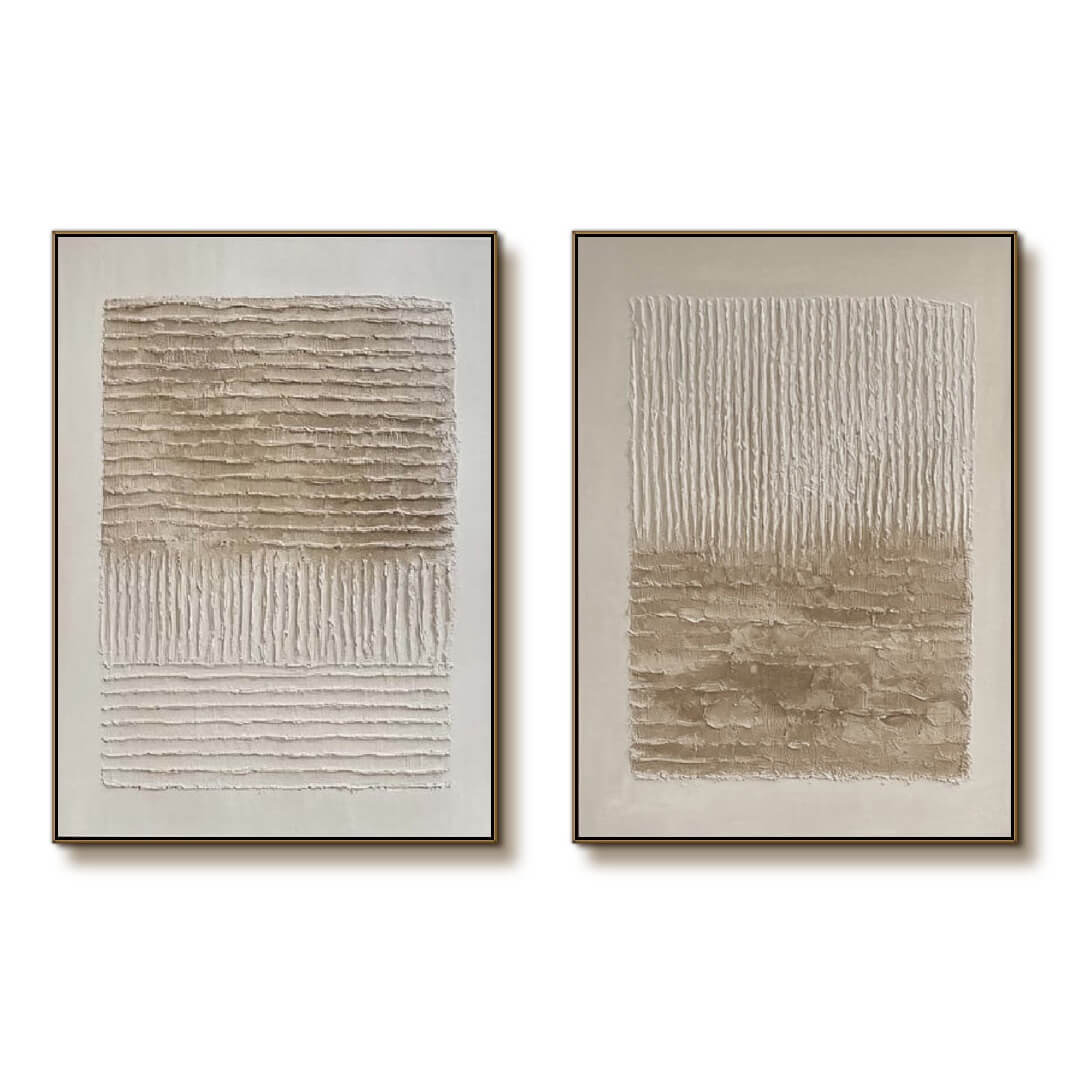Earthen Reverie - Brown Textured Abstract Wall Art Painting Set of 2
