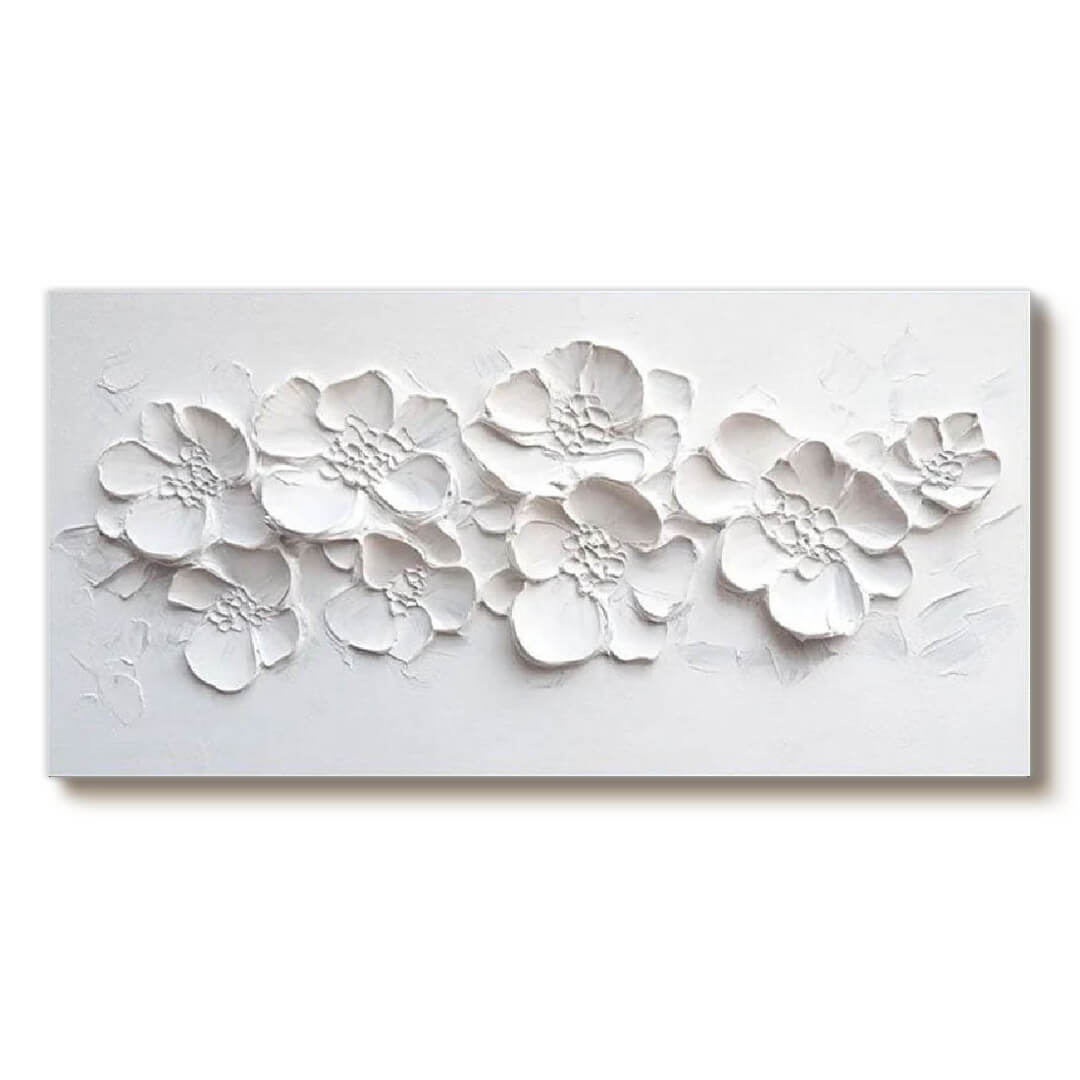 River of Petals - Textured White Flower Wall Art