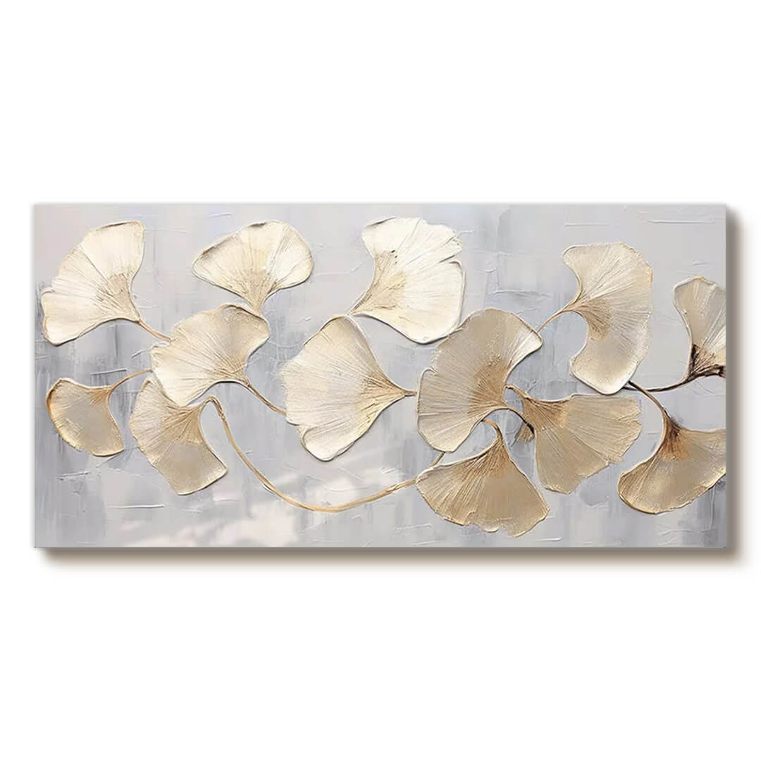 Golden Drift - Modern Botanical Textured Canvas Painting