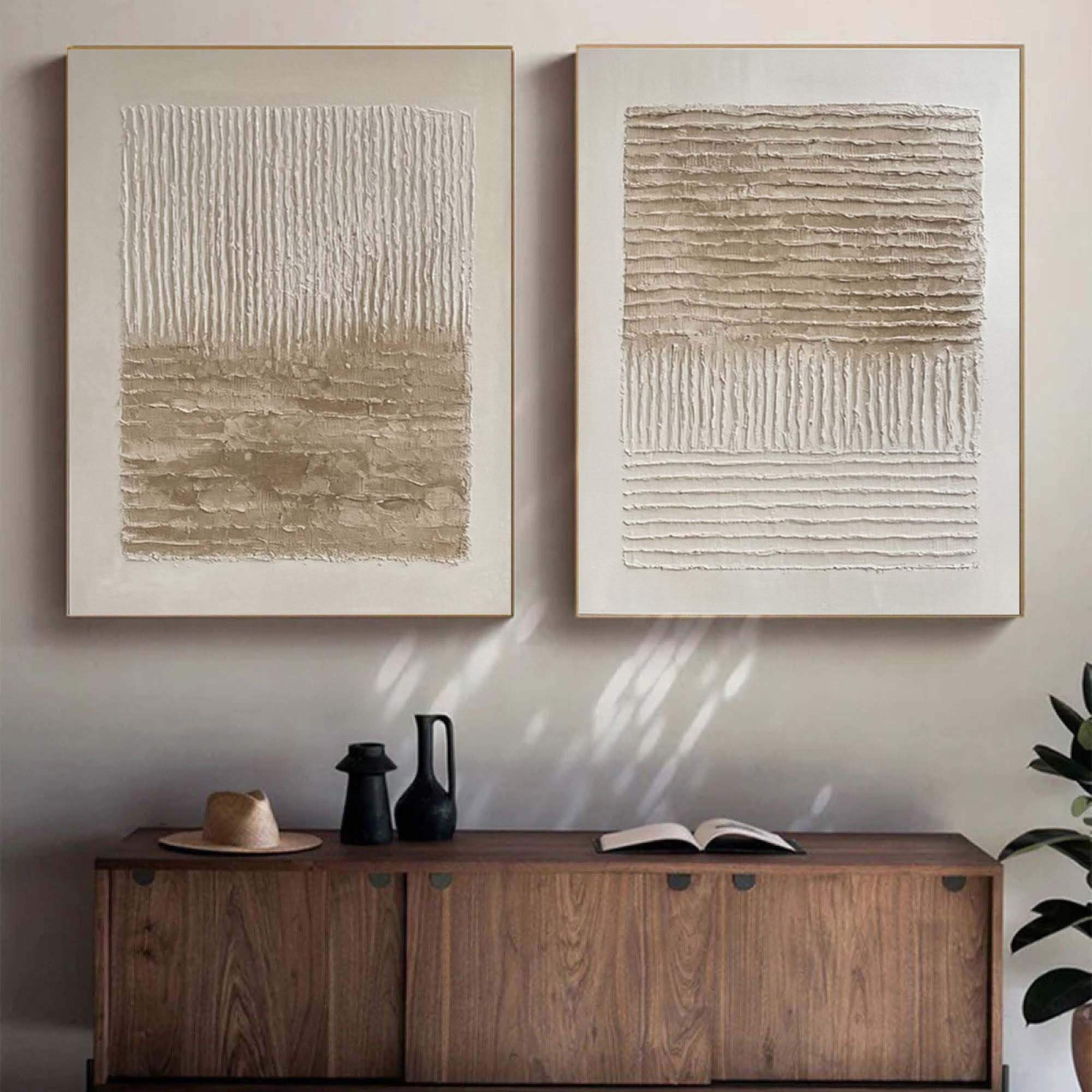 Earthen Reverie - Brown Textured Abstract Wall Art Painting Set of 2