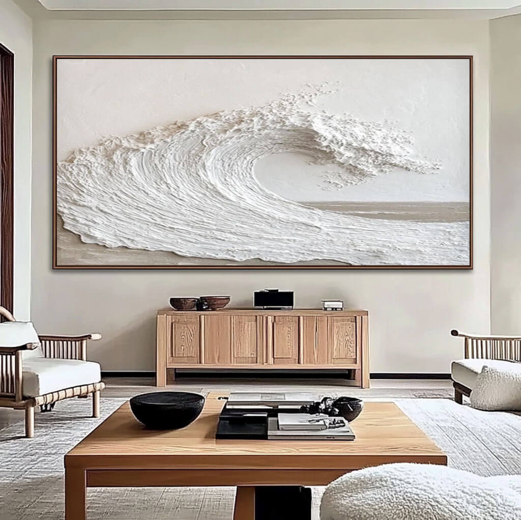 Majestic Waves - Plaster Textured Canvas Art Painting