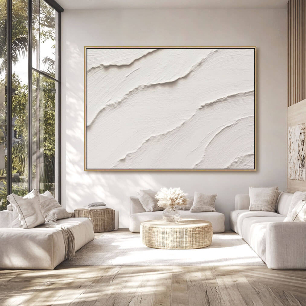White Ripple I - Minimalist Textured Abstract Art
