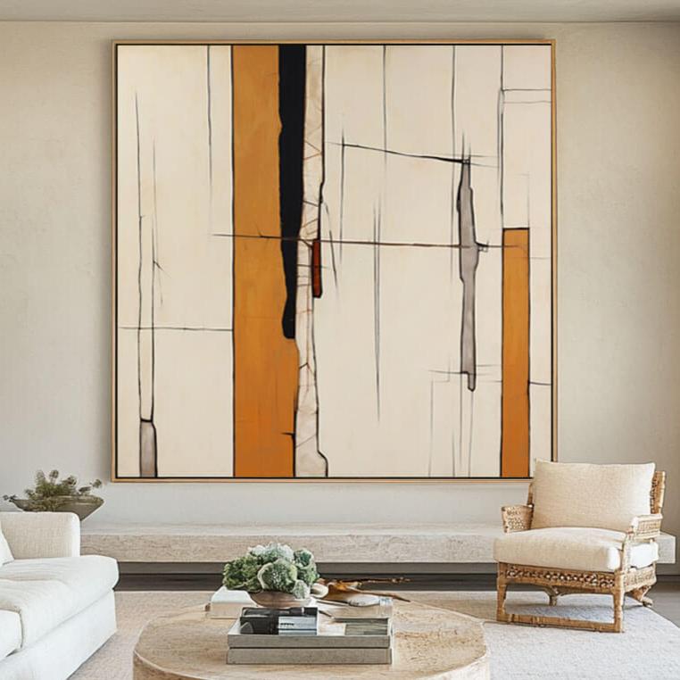 Amber Intersections - Minimalist Abstract Art Painting