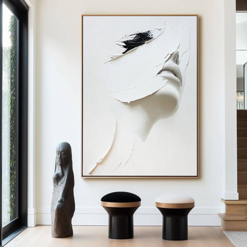 Silence in White - Minimalist Figure Art Painting on Canvas