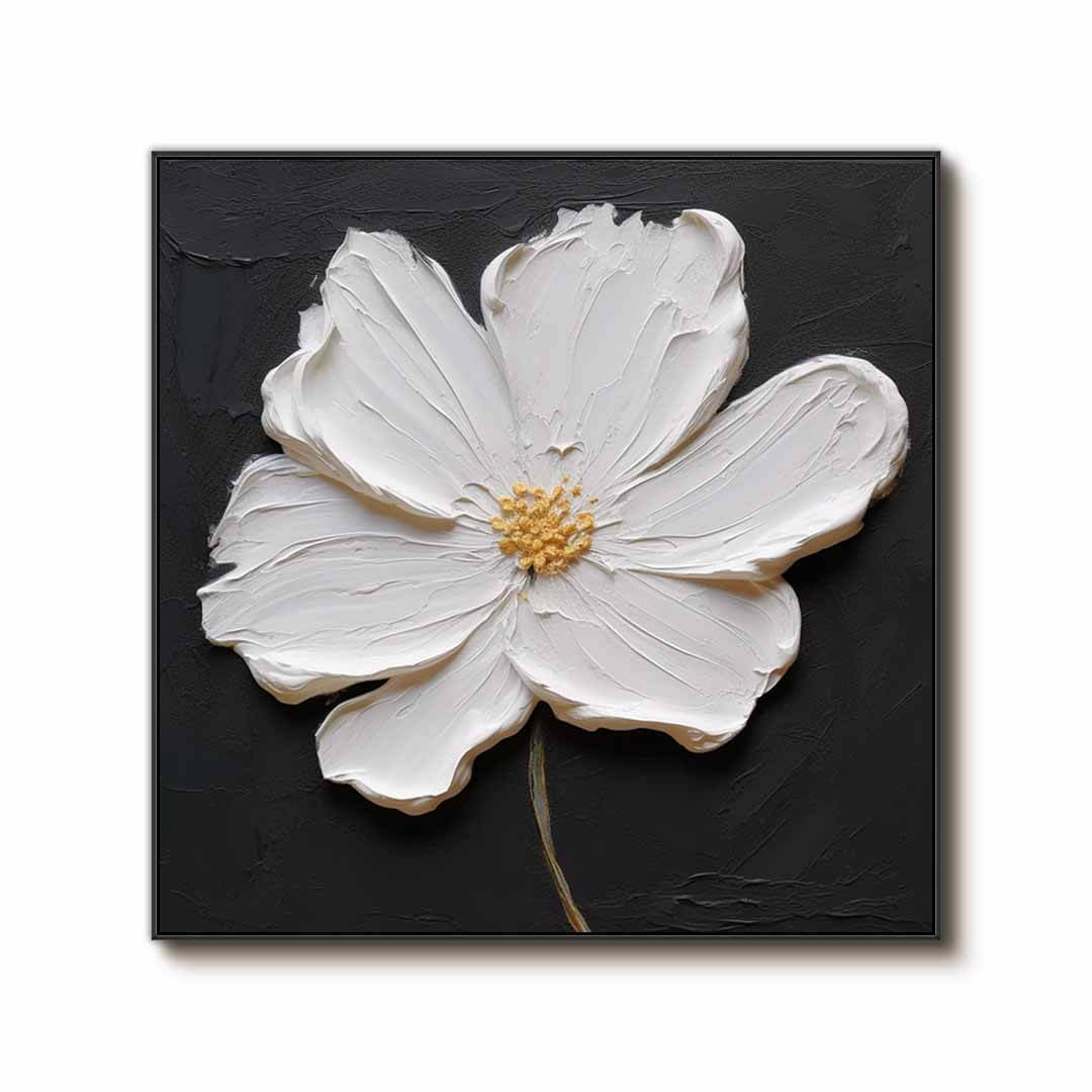 One Serenade - Black and White Modern Flower Painting