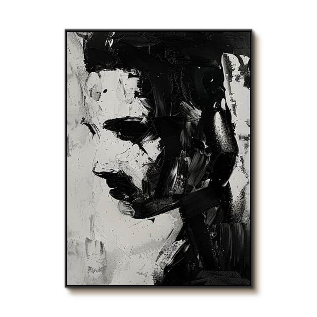 Face I - Black and White Abstract Wall Art Painting