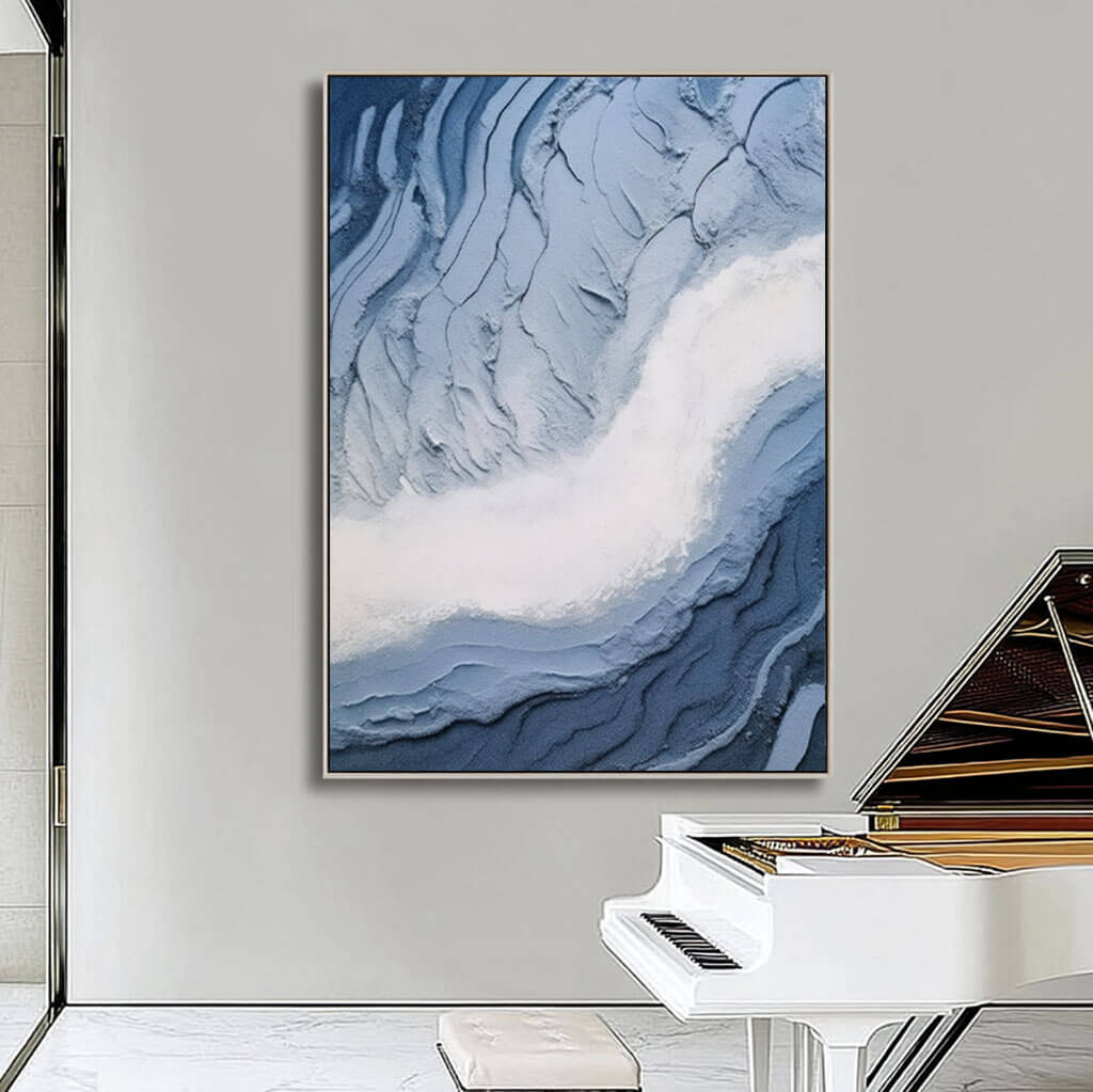 Fluidity I - Blue Abstract Textured Wall Art