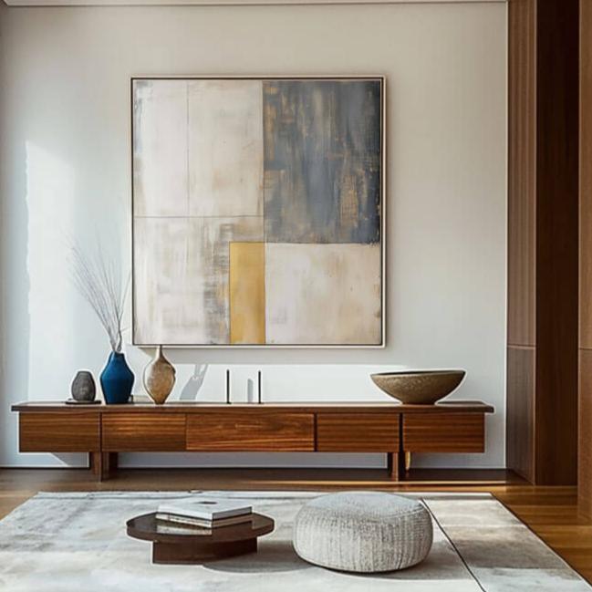 Composition II - Beige Wabi Sabi Minimalist Painting on Canvas